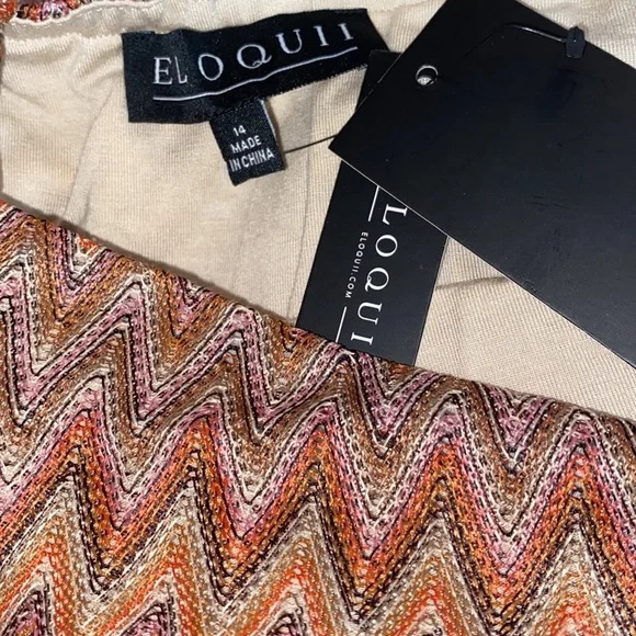 Eloquii Zigzag Midi Dress in Orange and Cream - Picture 8 of 10